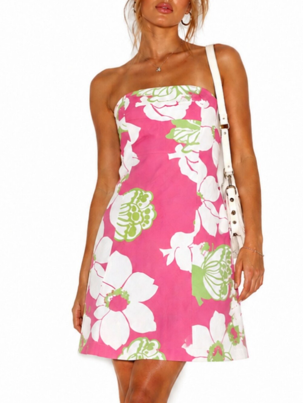 Lilly Pulitzer Franco Strapless Mini Dress Size 6 Hotty Pink Floral Tropical